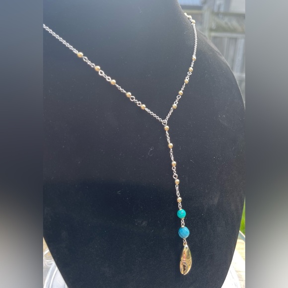 Cole Haan retired Two tone long Y necklace with precious stones and claw charm - Picture 6 of 7